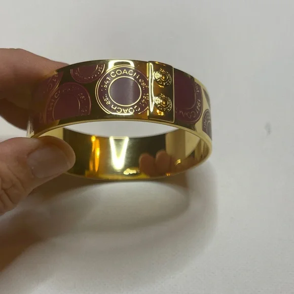 Coach Gold Bangle with Purple Circles - Picture 3 of 9
